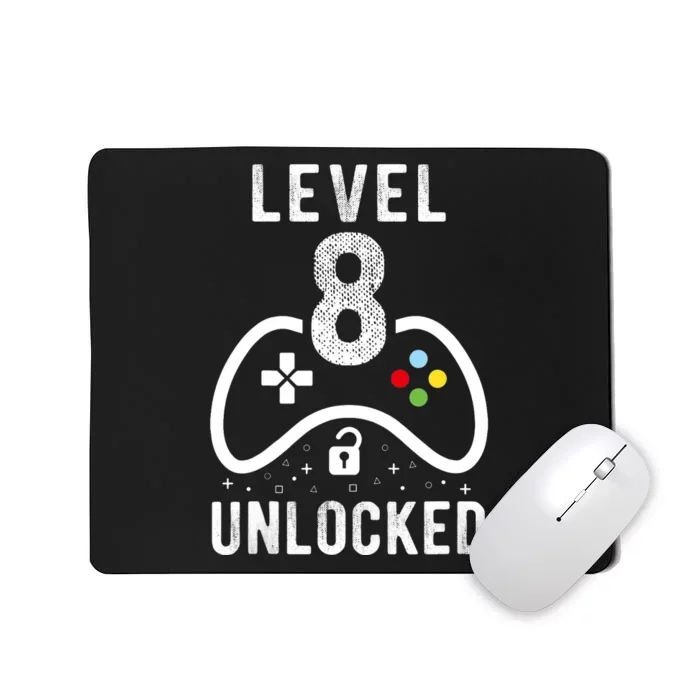 Kids Level 8 Unlocked Video Game 8th Birthday Gift Mousepad