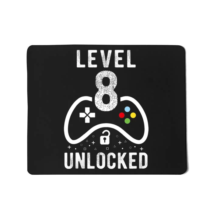 Kids Level 8 Unlocked Video Game 8th Birthday Gift Mousepad