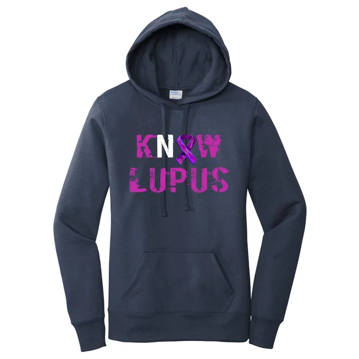 Know Lupus Awareness Great Gift Purple Ribbon Support Women's Pullover Hoodie