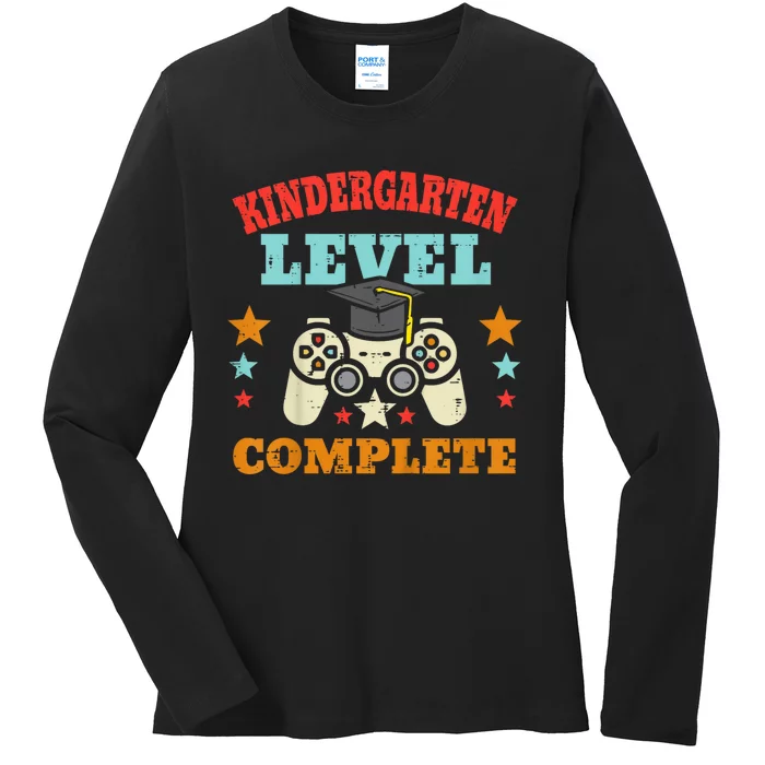 Kindergarten Level Complete Graduation Class Gamer Ladies Long Sleeve Shirt