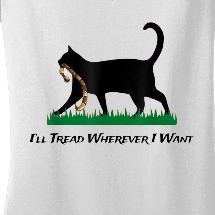 Kamala Lady Cat 2024 ILl Tread Wherever I Want Women's V-Neck T-Shirt