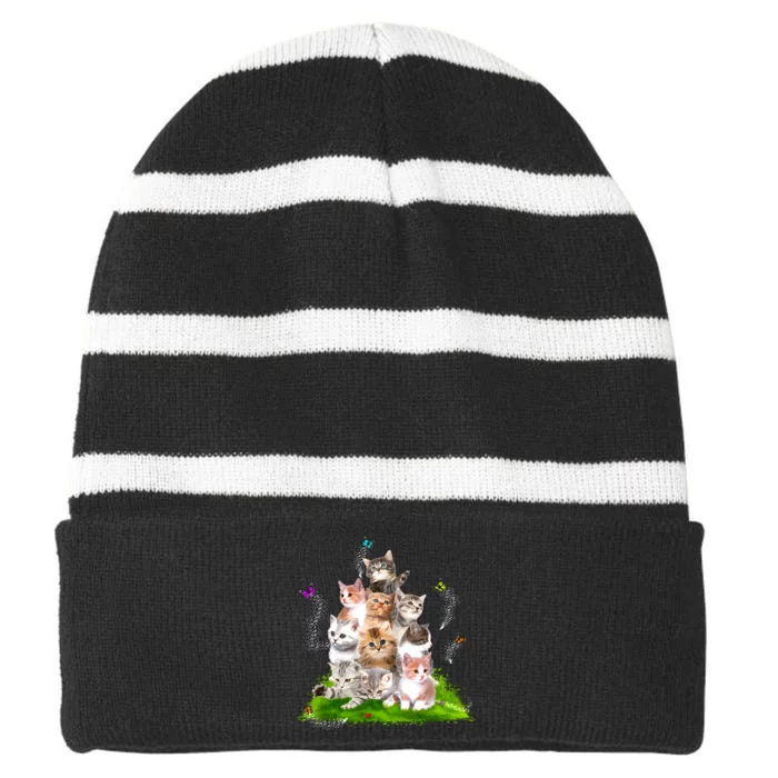 Kitten Lover Cat Lover Cute Cat Cat Owner Cute Kittens Striped Beanie with Solid Band