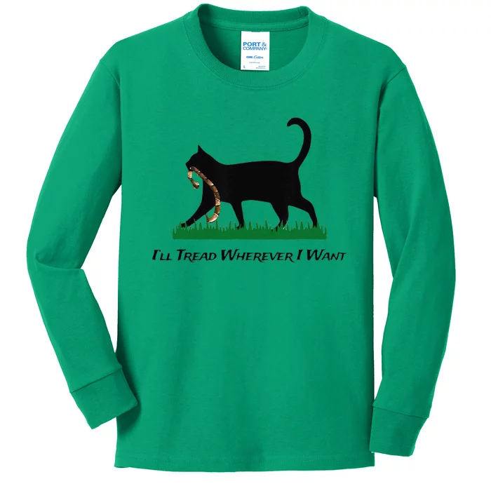 Kamala Lady Cat 2024 ILl Tread Wherever I Want Gift Kids Long Sleeve Shirt