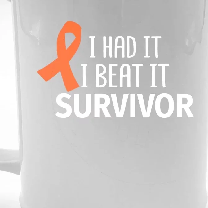 Kidney Leukemia Cancer Had It Beat It Survivor Orange Ribbon Gift Front & Back Beer Stein