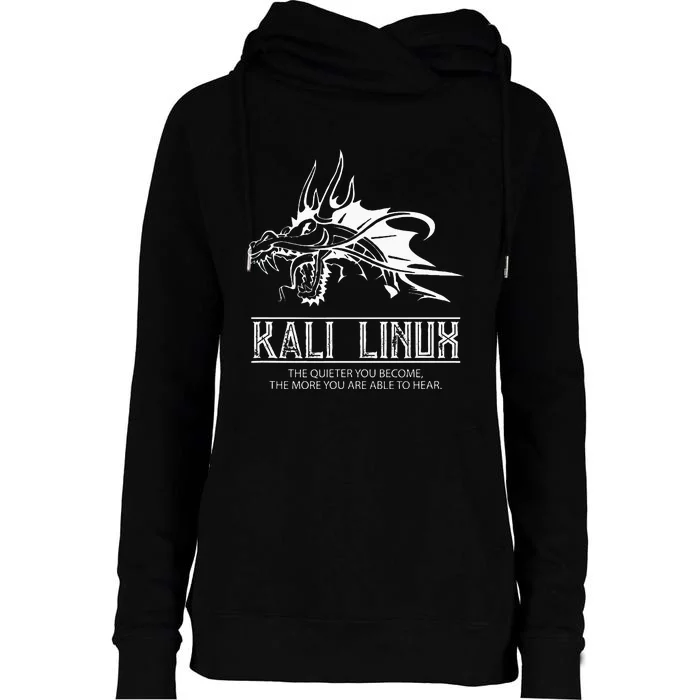 Kali Linux Dragon & Tagline Womens Funnel Neck Pullover Hood