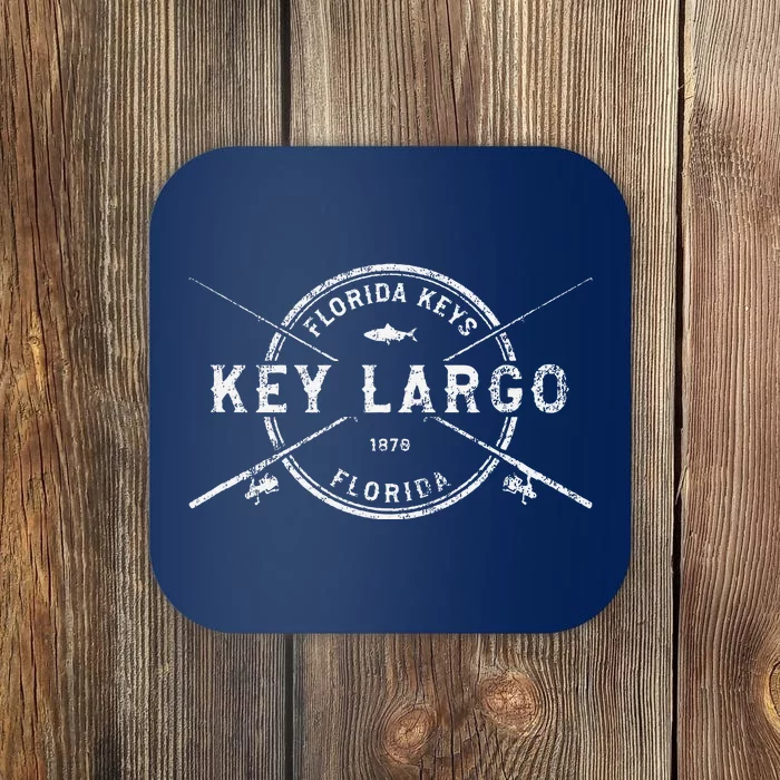 Key Largo Fl Vintage Crossed Fishing Rods Coaster