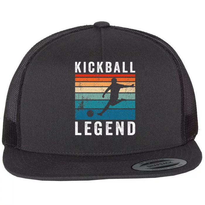 Kickball Legend Funny Kickball Player Retro Kickball Flat Bill Trucker Hat