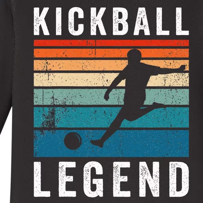 Kickball Legend Funny Kickball Player Retro Kickball Baby Long Sleeve Bodysuit