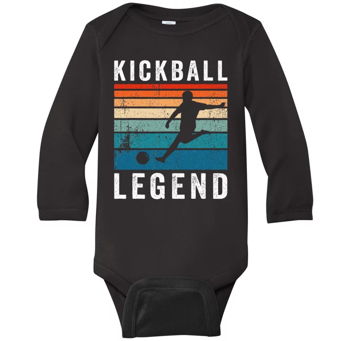 Kickball Legend Funny Kickball Player Retro Kickball Baby Long Sleeve Bodysuit