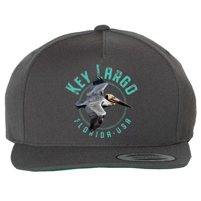 Key Largo Florida Pelican Design Wool Snapback Cap