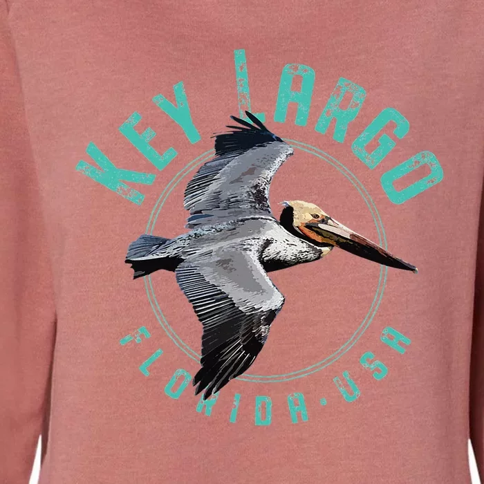 Key Largo Florida Pelican Design Womens California Wash Sweatshirt