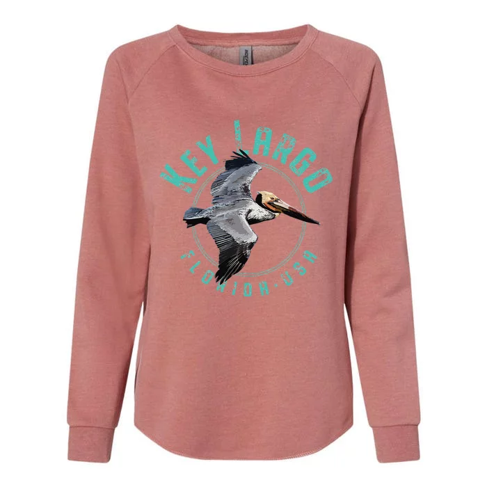 Key Largo Florida Pelican Design Womens California Wash Sweatshirt