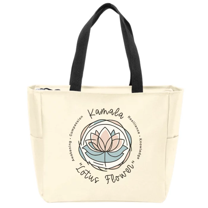 Kamala Lotus Flower Zip Tote Bag