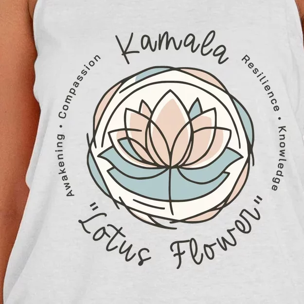 Kamala Lotus Flower Women's Knotted Racerback Tank