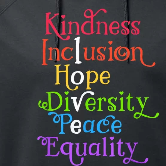 Kindness Love Inclusion Equality Diversity Human Rights Performance Fleece Hoodie