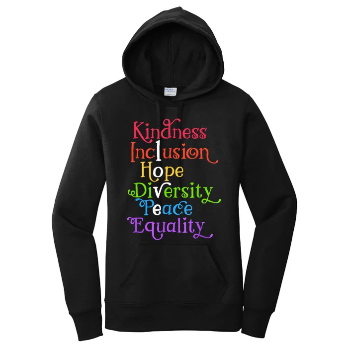 Kindness Love Inclusion Equality Diversity Human Rights Women's Pullover Hoodie