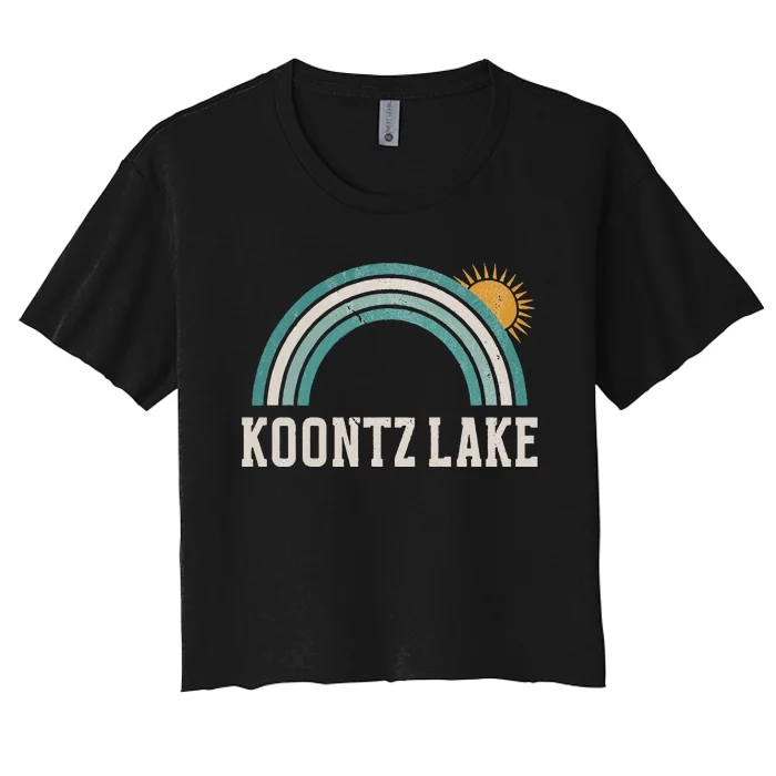 Koontz Lake Indiana Vintage Outdoors Women's Crop Top Tee