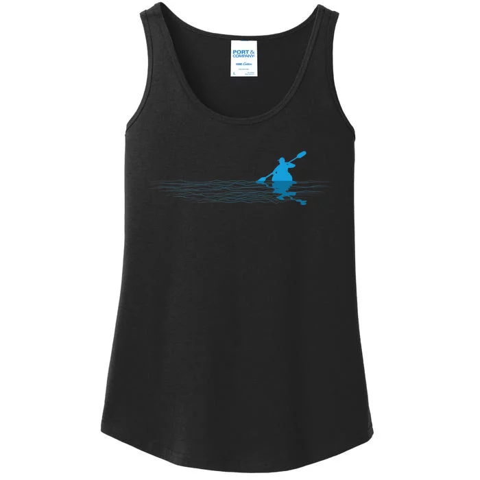 Kayak Love Kayaking Paddle Kayaker Paddling Silhouette Ladies Essential Tank