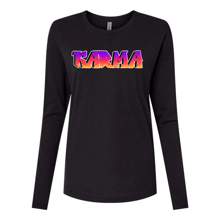 Karma Logo Womens Cotton Relaxed Long Sleeve T-Shirt