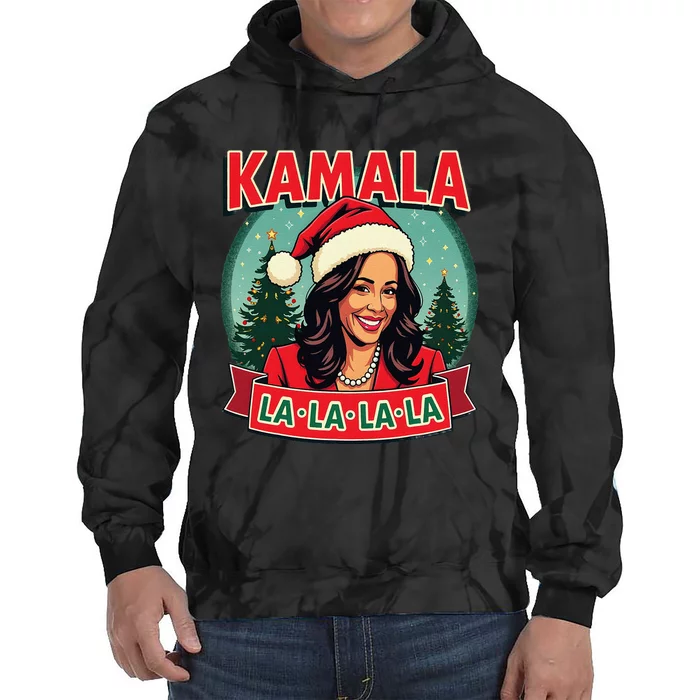 Kamala La La La La Funny Christmas Carol Santa Hat Xmas Pun Tie Dye Hoodie