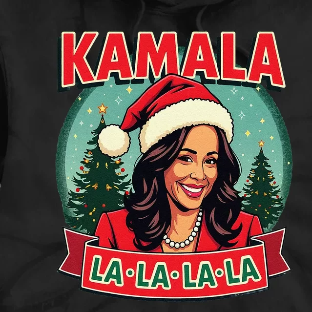 Kamala La La La La Funny Christmas Carol Santa Hat Xmas Pun Tie Dye Hoodie