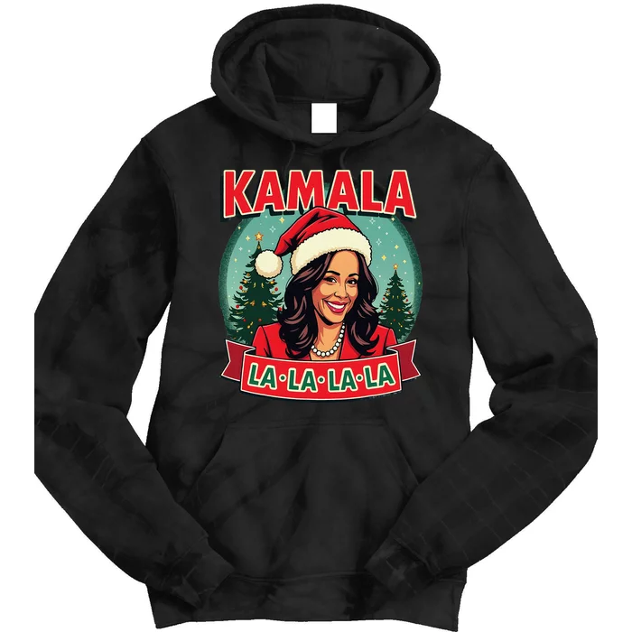 Kamala La La La La Funny Christmas Carol Santa Hat Xmas Pun Tie Dye Hoodie