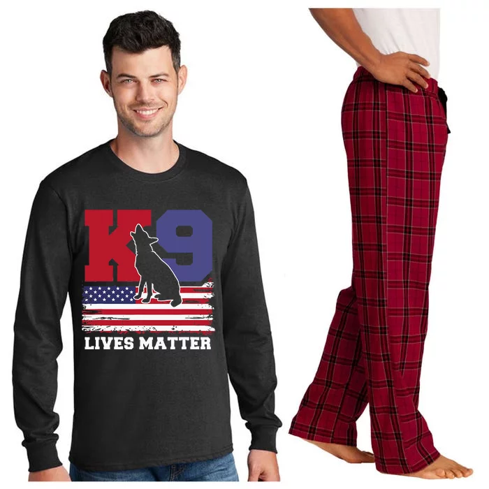 K9 Lives Matter K9 Police Dog Usa American Flag Long Sleeve Pajama Set