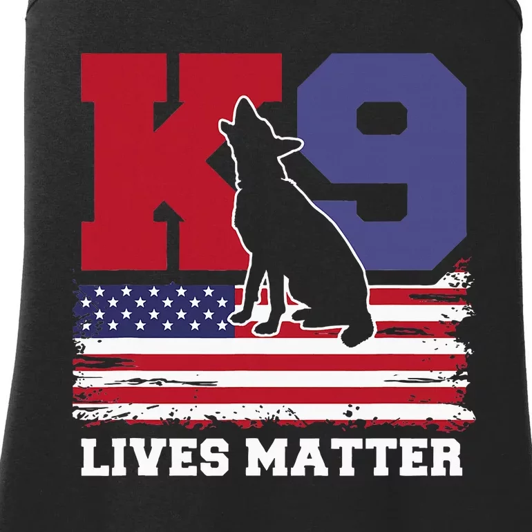 K9 Lives Matter K9 Police Dog Usa American Flag Ladies Essential Tank