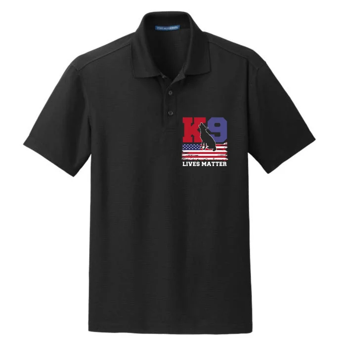 K9 Lives Matter K9 Police Dog Usa American Flag Dry Zone Grid Performance Polo