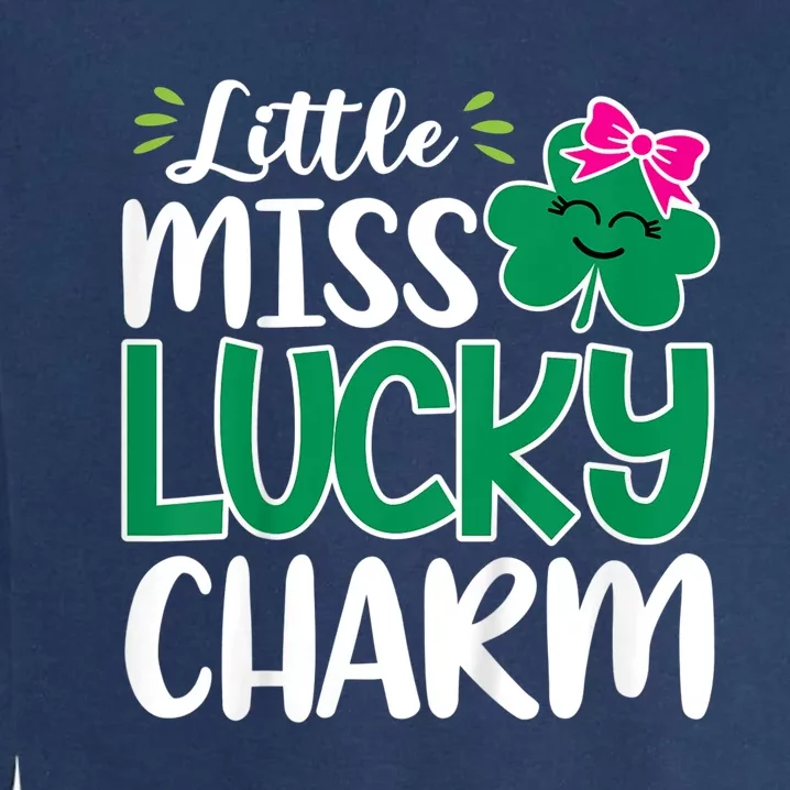 K.i.d.s Little Miss Lucky Charm Shamrock St Patricks Day Girls K.i.d.s Garment-Dyed Sweatshirt