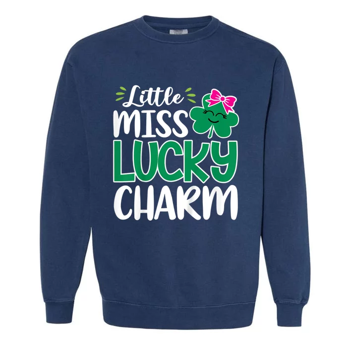 K.i.d.s Little Miss Lucky Charm Shamrock St Patricks Day Girls K.i.d.s Garment-Dyed Sweatshirt