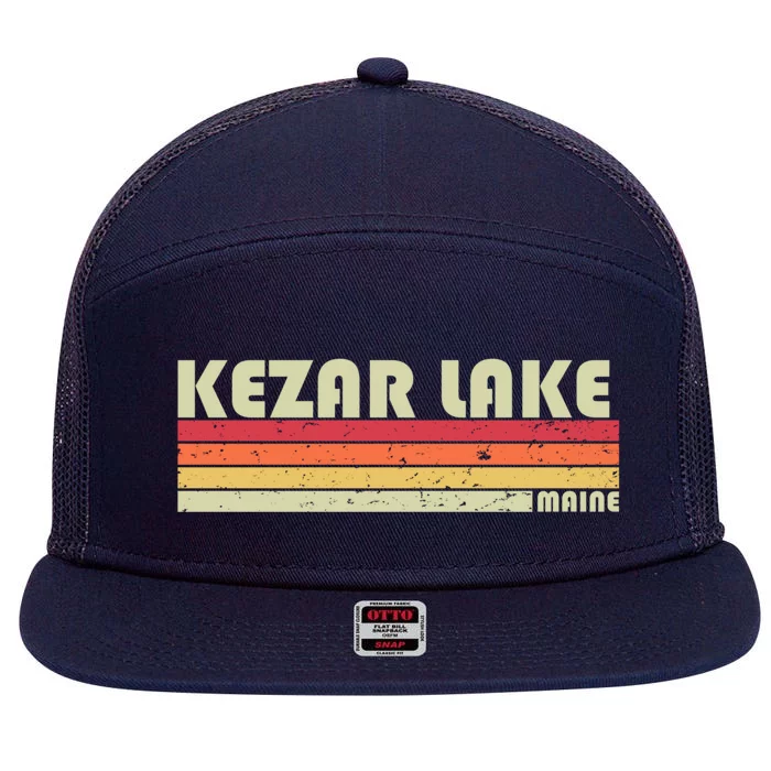 Kezar Lake Maine Funny Fishing Camping Summer Gift 7 Panel Mesh Trucker Snapback Hat