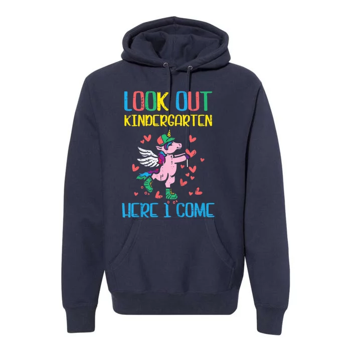 Kids Look Out Kindergarten Here I Come Unicorn First Day Girl Premium Hoodie