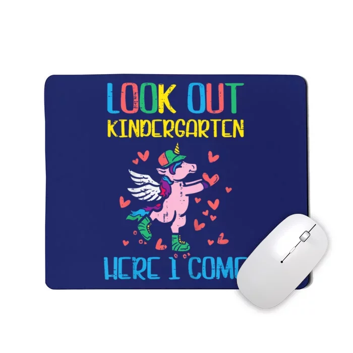 Kids Look Out Kindergarten Here I Come Unicorn First Day Girl Mousepad