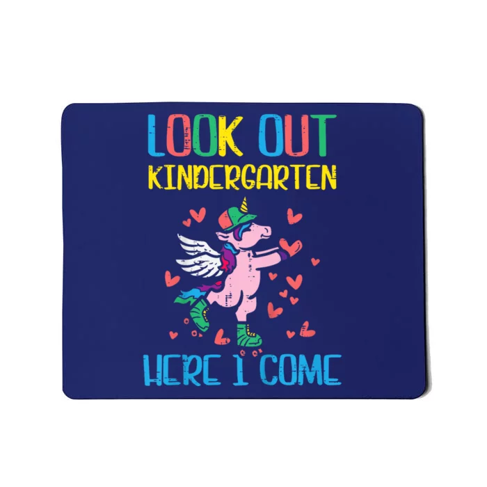 Kids Look Out Kindergarten Here I Come Unicorn First Day Girl Mousepad