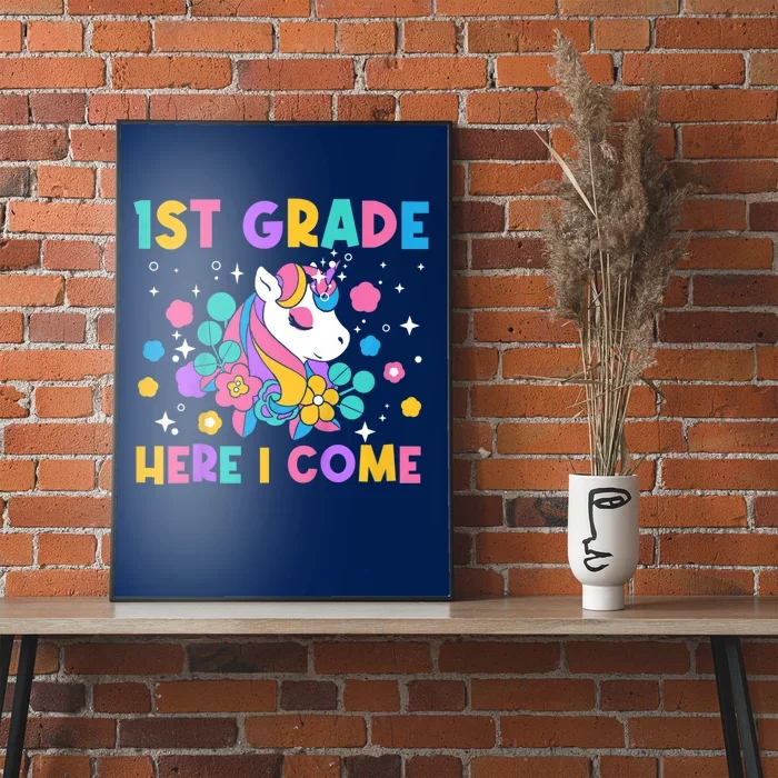 Kids Look Out 1st Grade First Day Of School Girl Unicorn Poster