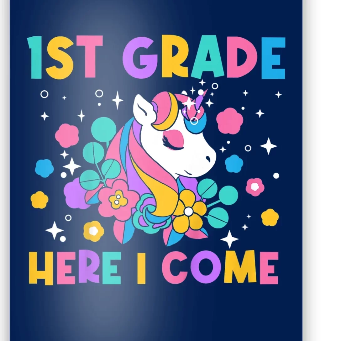 Kids Look Out 1st Grade First Day Of School Girl Unicorn Poster