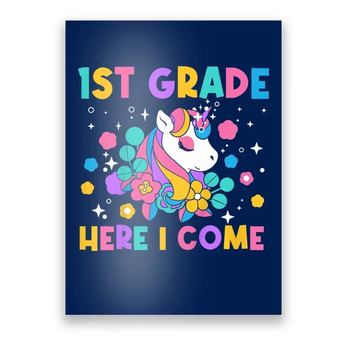 Kids Look Out 1st Grade First Day Of School Girl Unicorn Poster