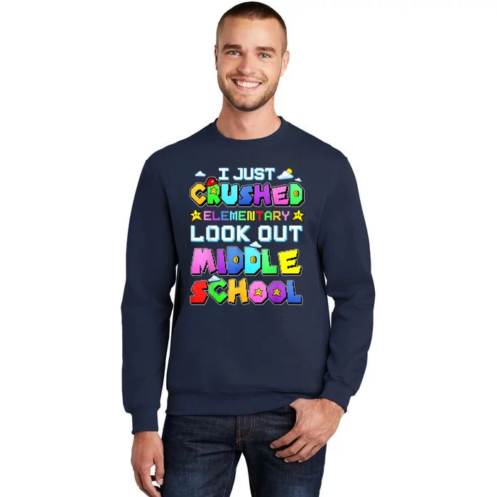 Kids Look Out Middle School Funny Gamer Back To School Tall Sweatshirt