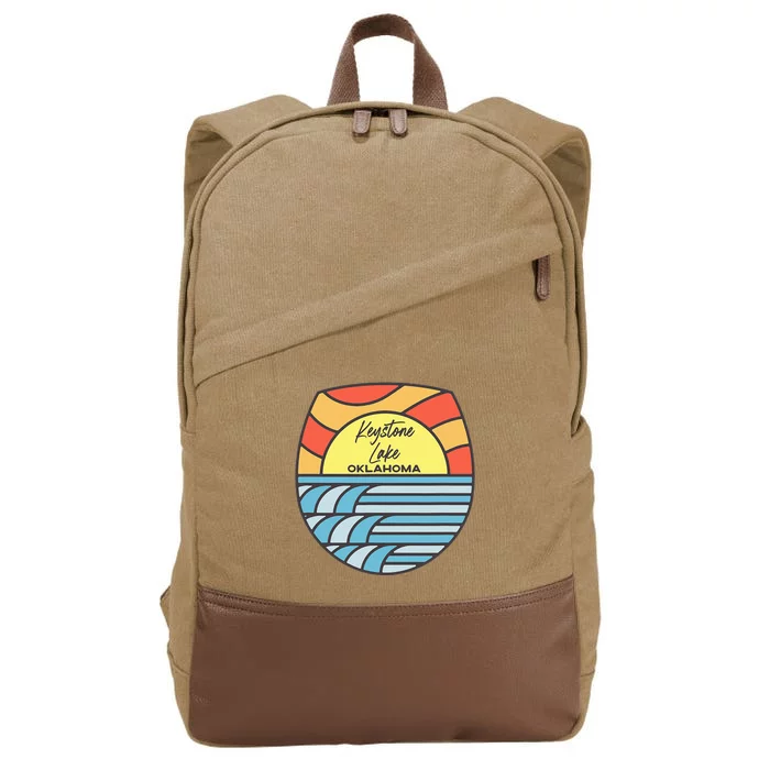 Keystone Lake Oklahoma Ok Sunset Vacation Souvenir Cotton Canvas Backpack