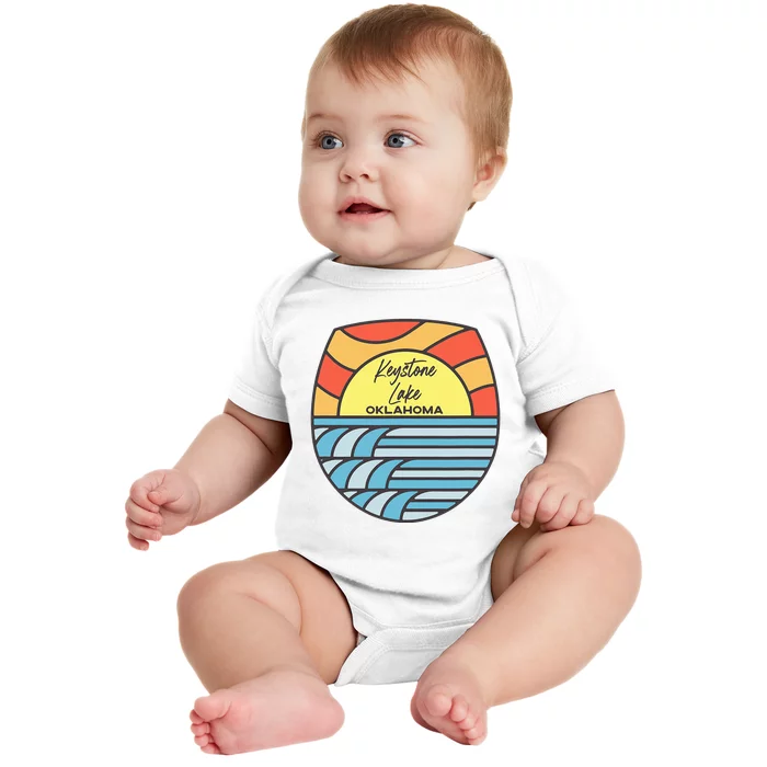 Keystone Lake Oklahoma Ok Sunset Vacation Souvenir Baby Bodysuit