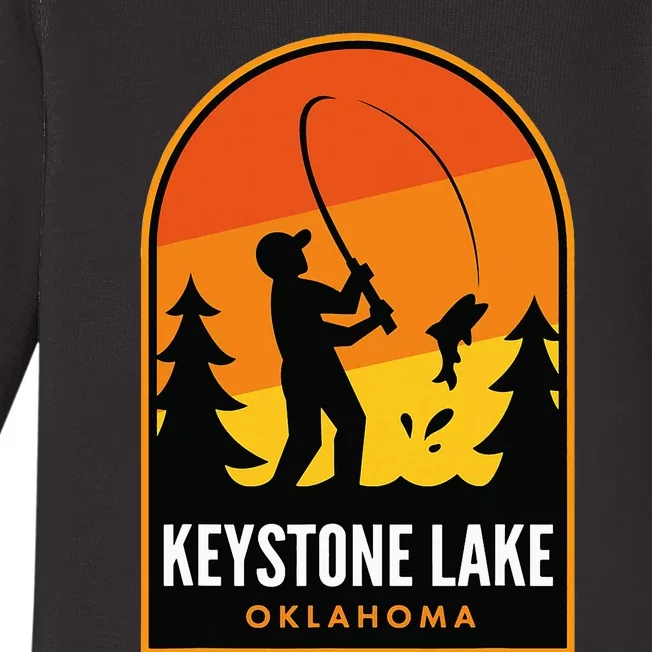 Keystone Lake Oklahoma Fishing Baby Long Sleeve Bodysuit