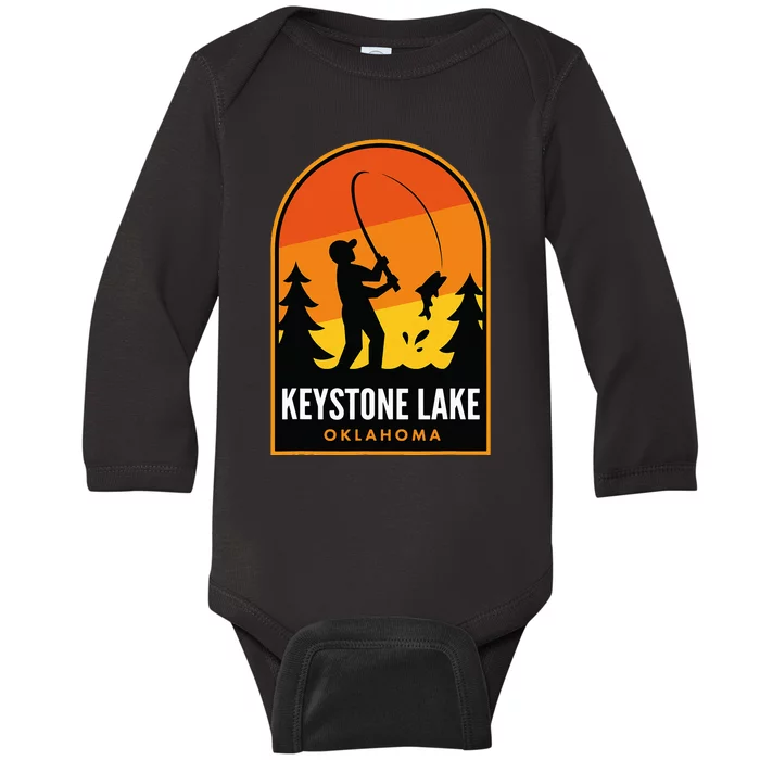 Keystone Lake Oklahoma Fishing Baby Long Sleeve Bodysuit