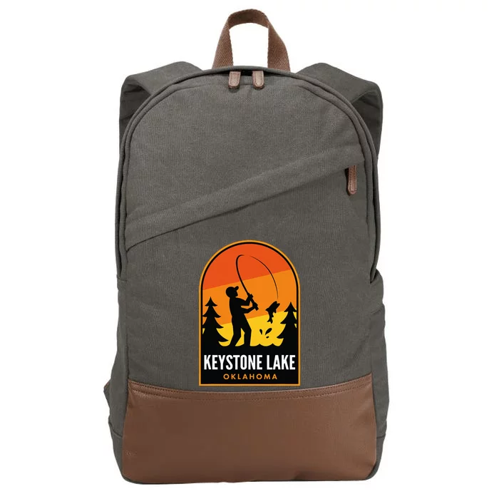 Keystone Lake Oklahoma Fishing Cotton Canvas Backpack