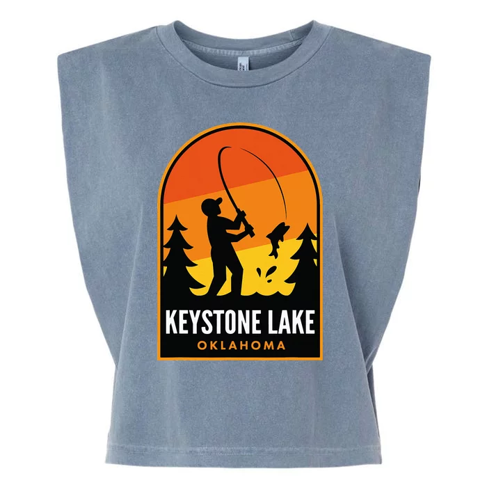 Keystone Lake Oklahoma Fishing Garment-Dyed Women's Muscle Tee