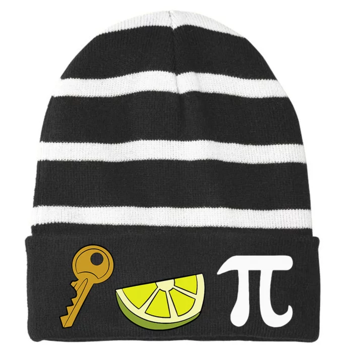 Key Lime Pie Dessert Food Pun Key Lime Pie Striped Beanie with Solid Band