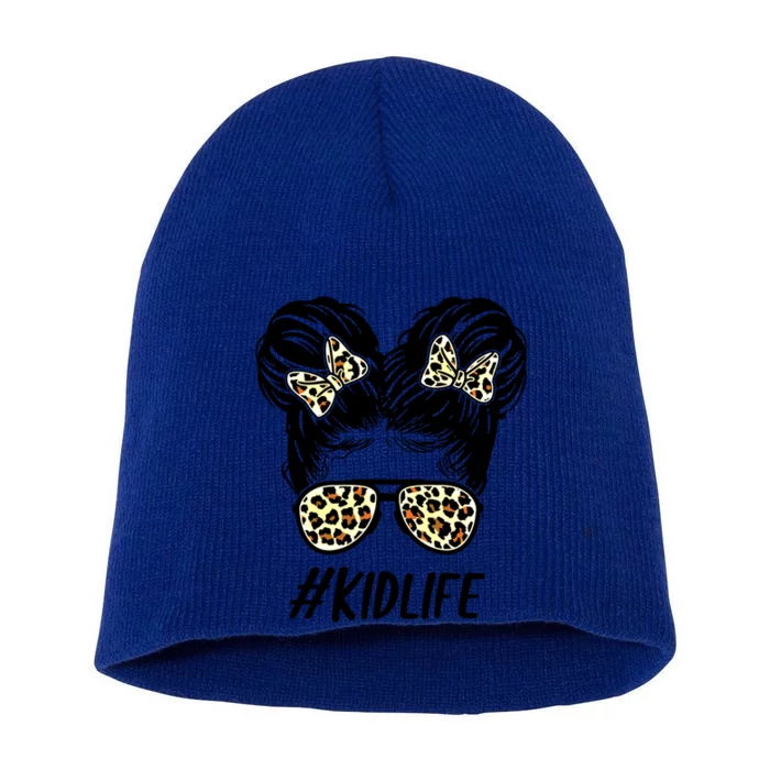 Kidlife Leopard Print #Momlife Mama Mimi Mommy Mother Day Gift Short Acrylic Beanie