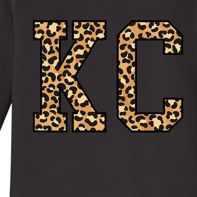 KC Leopard Pattern Wo Kansas City Baby Long Sleeve Bodysuit