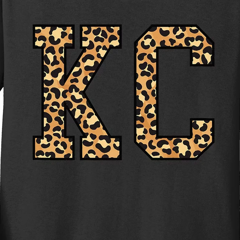 KC Leopard Pattern Wo Kansas City Kids Long Sleeve Shirt