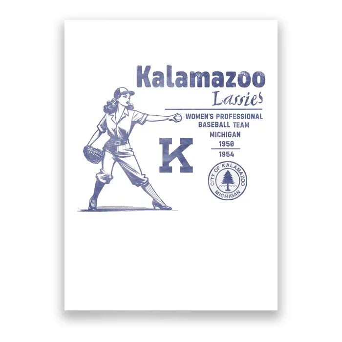 Kalamazoo Lassies Professional Women Baseball Team Poster